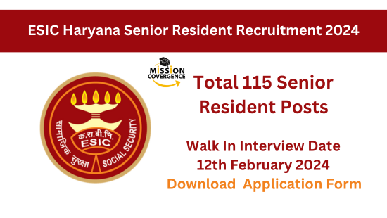 Join ESIC Haryana as Senior Resident through ESIC Haryana Senior Resident Recruitment 2024! 115 positions available. Explore dynamic roles in healthcare, serve with expertise. Apply now for rewarding opportunities.