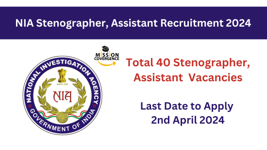 Exciting opportunity for NIA Stenographer, Assistant Recruitment 2024! 40 posts available. Download application form now for a chance to join the team. Apply today