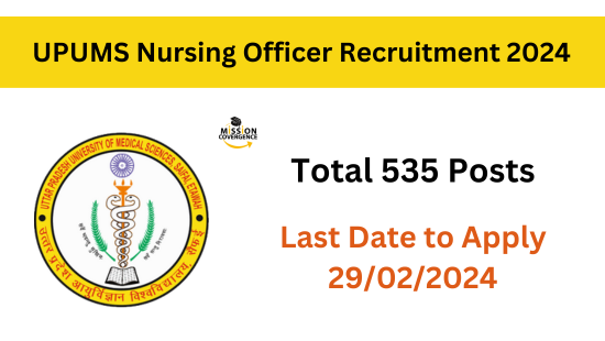 UPUMS Nursing Officer Recruitment 2024 For 535 Posts Apply Now UPUMS   UPUMS Nursing Officer Recruitment 2024 