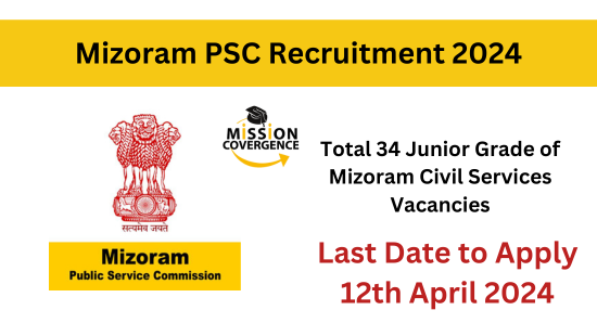 Mizoram PSC Recruitment 2024 Notification, 34 Vacancies, Apply Now